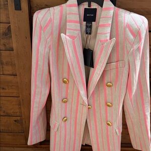 SMYTHE Pagoda Pink Rose Striped Blazer